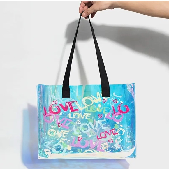 Colorful Transparent LOVE Tote Bag - Picture 2 of 3